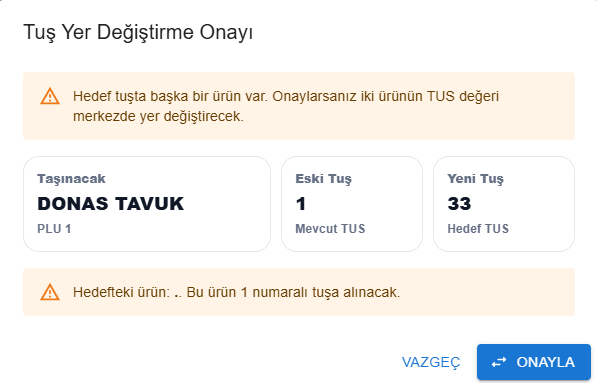 Tuş taşıma / yer değiştirme