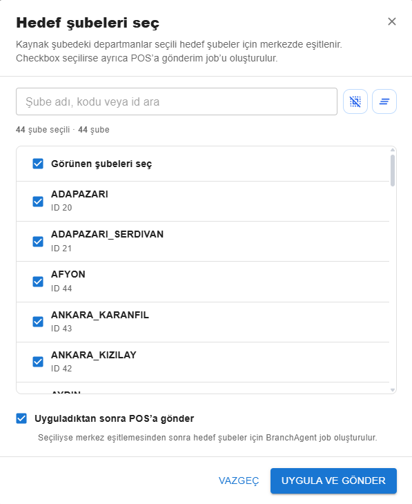 Tüm Şubelere Uygula