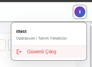 Operasyon / Tanım Yöneticisi kullanıcı rolü